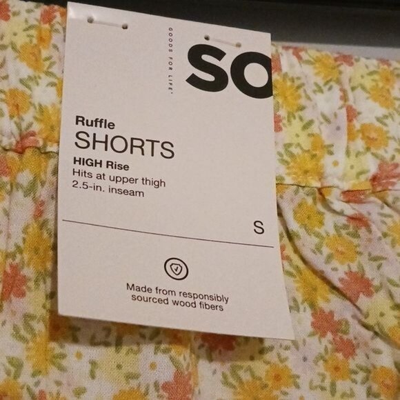 NEW High Rise Ruffle Tiered Short 2.5" Yellow Multi Floral Size S - Picture 4 of 8